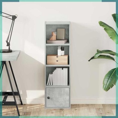860340 Bibliothèque gris béton 31x24x102 cm bois d'ingénierie (1/5)
