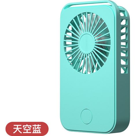 Ventilador USB pequeño, portátil y recargable, tamaño mini, ideal para la oficina o como regalo promocional. Posibilidad de impresión de logotipo. Venta al por mayor. Modelo F18 azul, 1200 mAh.