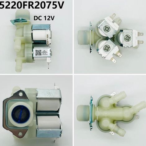 Électrovanne d'arrivée d'eau à trois voies 5520FR2075V pour lave-linge entièrement automatiques, électrovanne d'arrivée d'eau 12 V CC