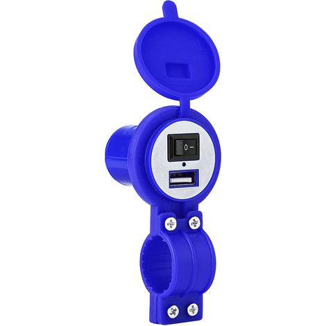 Prise de charge USB universelle pour moto, port d'alimentation étanche bleu pour téléphone mobile (1/5)