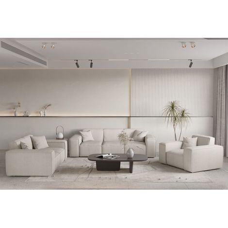 Sofaset Designersofa CELES PREMIUM 3-2-1 in Stoff Scala Hellbeige (1/5)