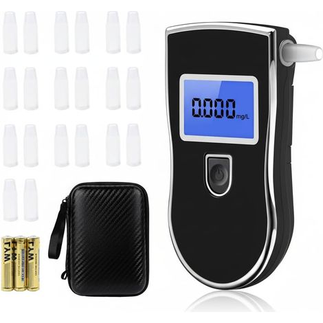 Alcootest Électronique Portable Numérique avec Écran LCD, Testeur d’Alcool Haute Sensibilité, Capteur Semi-conducteur, 20 Embouchures Incluses et Fonctionne avec 3 Piles AAA (1/5)