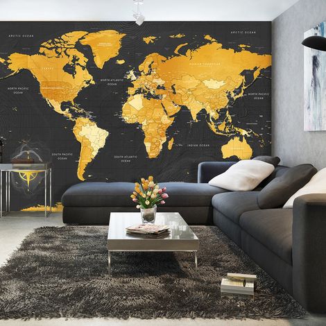 Papier peint adhésif Map: Golden World - 147 x 105 cm (1/4)