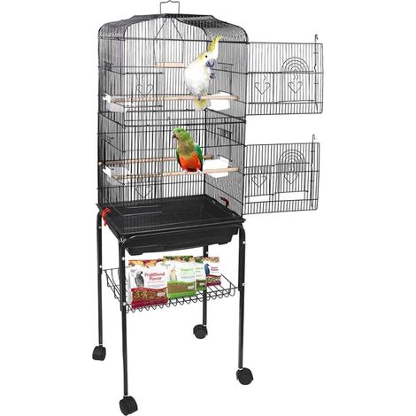 Volière Haloyo® pour Degu, Chinchilla, furet avec roulettes,en Métal,46 x 35.3 x 150.6 cm,noir (1/5)