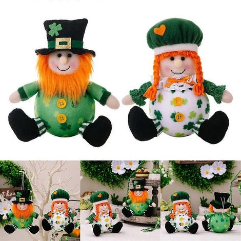 Paire de gnomes décoratifs verts pour la fête irlandaise, accessoires pour la Saint-Patrick (1/4)