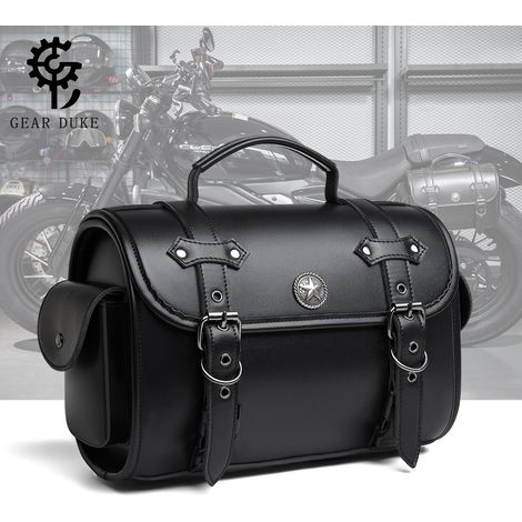 Sacoche moto vintage punk en cuir PU pour Harley Davidson et motos cruiser, sac de suspension latéral arrière adaptable moto électrique, sac de rangement outils motard accessoire customisation (1/5)