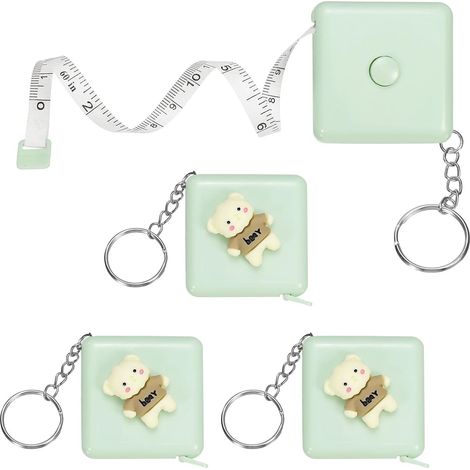 4Pcs Mètre Ruban Souple 60" Double Échelle Rétractable Mini Mètre Ruban Cartoon Mignon Mètre À Ruban Couture Artisanat Tissu Tailleur Perte Poids Mesures Corporelles, Ours Blanc (1/5)