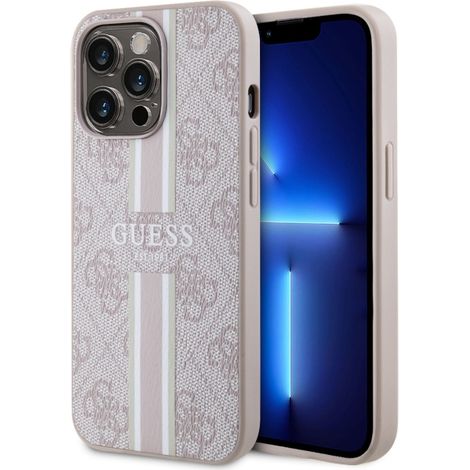 Guess GUHMP13LP4RPSP iPhone 13 Pro / 13 6.1" rosa/custodia rigida rosa 4G con strisce stampate MagSafe (1/5)