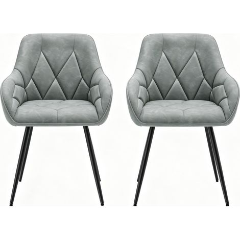 Set di 2 sedie da pranzo moderne ergonomiche in ecopelle grigia e metallo 45,5x45x83,5 cm HOMVRA (1/5)