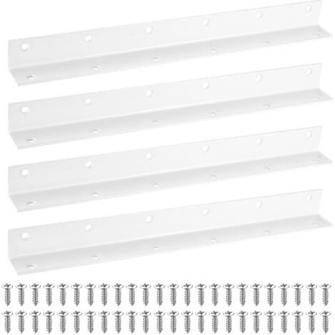 Lot de 4 Équerre, Support angle métal blanc, Design 12 trous, Fixation meubles étagères, Jardin surélevé (1/5)