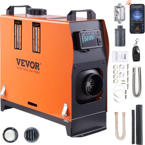 Chauffage Diesel Tout-en-Un Portable 12 V 5-8KW 0,16-0,62 L/h Réchauffeur d'Air Diesel 8-36 ℃ Réglable 20-25 m² Contrôle Intelligente LCD Bluetooth Télécommande Réservoir 5 L pour Bateau RV Auto (1/5)