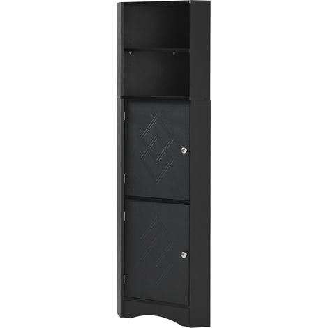 Armadio angolare da bagno nero in truciolato 36,5 x 36,5 x 155 cm (1/5)