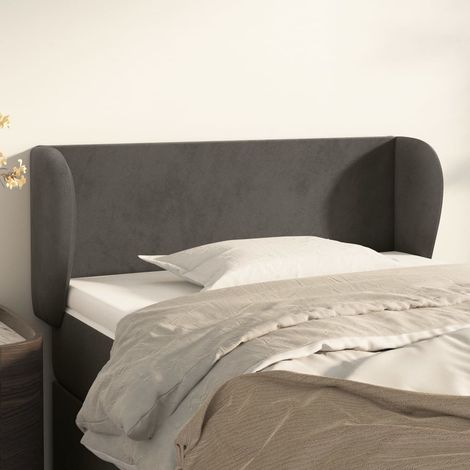 Tête de lit avec oreilles Design industriel - Pour Lit adulte - Gris foncé 83x23x78/88 cm Velours Chic-220430 (1/5)