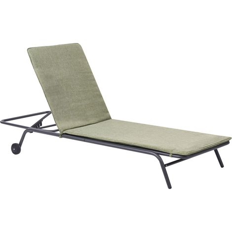 Chaise Longue de Jardin Structure Métallique Gris Foncé Dossier inclinable Tissu Oléfine Vert Volterra