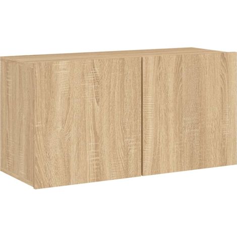 Mueble TV multimedia estante para televisión buffet para televisión comedor salón dormitorio suspendido roble Sonoma 80 x 30 x 41 cm marrón 020028165 (1/5)