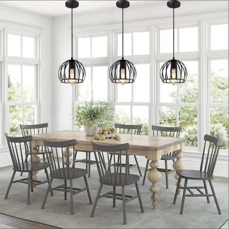 kawoo Lot de 3 Lustre Salon Noir,Lampe Suspension Industrielle en Fer Vintage Style Edison pour Chambre Cuisine (1/4)