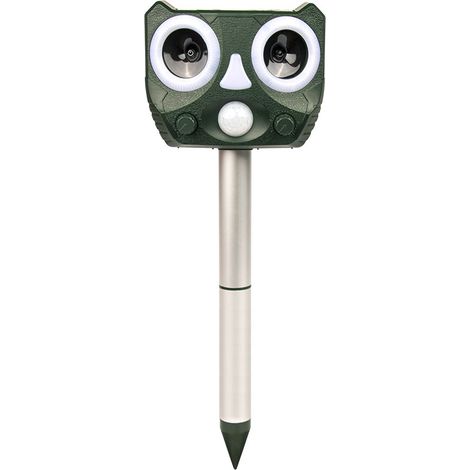 Solar-powered animal repellent device, alarm, bird repellent, cat repellent, ultrasonic rodent repellent for outdoor use, 4-in-1 multifunctional infrared sensor, high-performance speaker.--DTEKGAZ