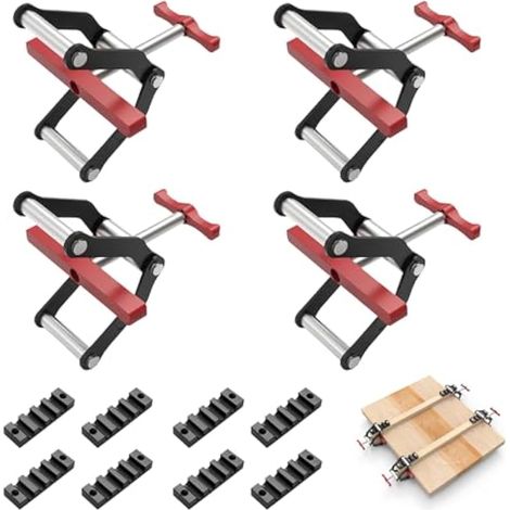 Serre-joint à Quatre Voies, 4 Pièces 4 Voies Pinces à Pression pour Serrer les Panneaux de Pression Quatre Directions avec Bandes Rainurées et Vis pour Menuisiers et Fabricants de Meubles (1/5)