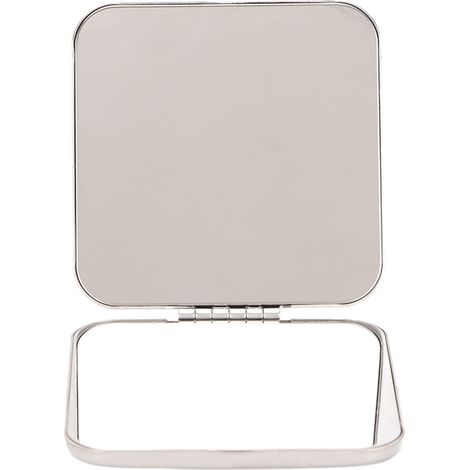 Miroir de poche double face pliable en acier inoxydable, petit miroir de sac à main portable et compact pour les voyages, Tetragonum