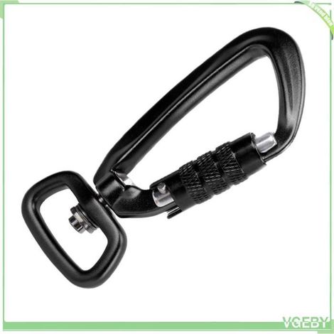 Mousqueton - FAFEICY - Verrouillage automatique - Alliage d'aluminium - 4 kN - Noir (1/5)