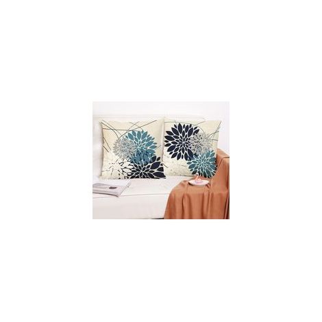 Housse de Coussin Géométrique Cyan & Bleu Marin, 45x45 cm, Décoration Moderne pour Canapé, Jardin