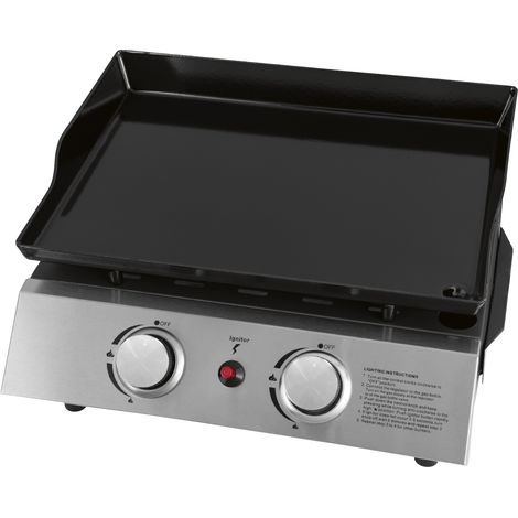 Justus Tischgrill BBQ-Plancha Gasgrill "Grilleau 2", silber, 2 Brenner