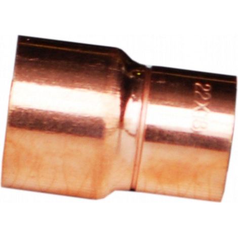 FPLUS reduccion cobre h-h 22-15 , Esta manguito de reducción HH de Conexion. Se trata de una pieza para soldar disponible en diferentes diámetros, destinada a instalaciones de agua