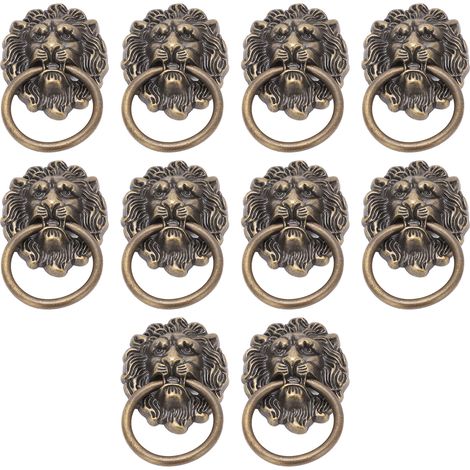 Poignées de meuble vintage lot de 10, boutons tête d'animal décoratifs pour tiroirs, boîtes à bijoux, placards, tirage en alliage, style rétro, quincaillerie de meuble (1/5)