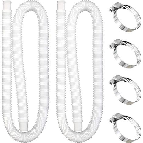 Tuyau Piscine 32mm, 2 Pièces 1m Tuyaux de Rechange pour Piscine Hors Sol avec 4 Pinces Métalliques Tuyau Aspiration Pompe de Remplacement de Pompe de Filtre de Piscine (1/5)