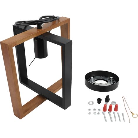 Suspension industrielle en fer et bois massif, 61 pouces, luminaire suspendu réglable pour cuisine, île, chambre à coucher, salle à manger, E26 (1/2)