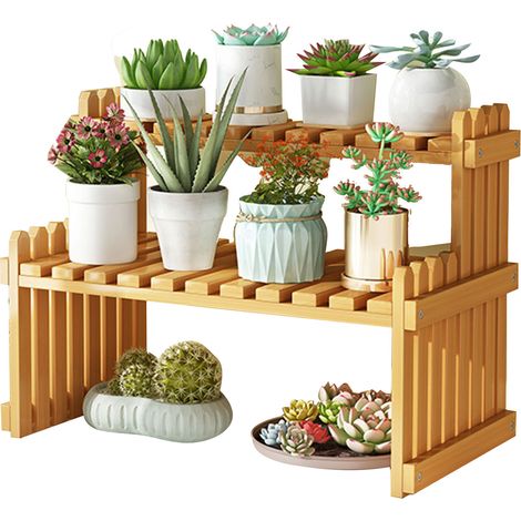 40 cm Bambus-Pflanzenregal – Tischständer für drinnen und draußen, geeignet für Balkon, Garten oder Terrasse