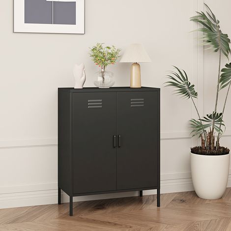 Armario archivador Pyhäranta acero 102x80x40cm - Negro mate [en.casa]