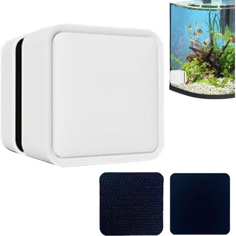 2-teilige magnetische Aquarienglas-Reinigungsbürste, kompakt, leistungsstark, für Zuhause, Küche, Wohnzimmer, Algen, Reptilienbecken (Weiß) (1/4)