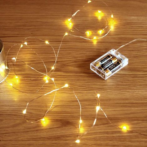 guirnalda de luces LED, cable de cobre, 50 LED, blanco cálido, 5 m, decoración de interiores, Navidad, boda (1/5)