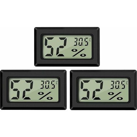 Mini Digital LCD Thermometer Hygrometer (3 PCS - A) Temperature Humidity -5070℃ 10%99% RH Portable Thermometer Thermo Hygrometer Indicator for Office Kitchen Humidors Incubators Reptiles (1/5)