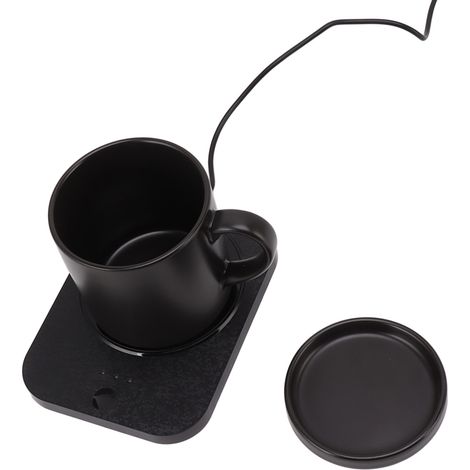 Tasse Café Chauffante Électrique Intelligente 55°C Maintien au Chaud Alimentation USB Chauffe-boisson avec Tasse Céramique pour Bureau 5V Noir (1/5)