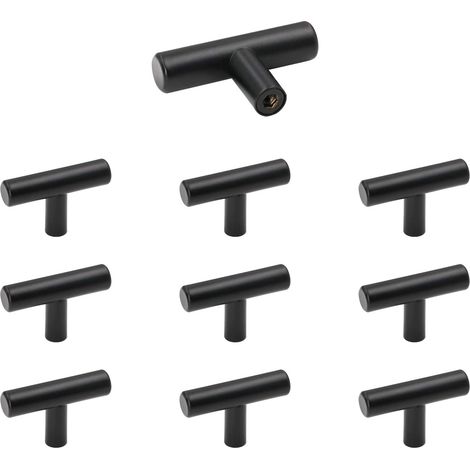 Furniture Knobs, 10pcs Black Stainless Steel Cabinet Door Knobs, Vintage Drawer Knobs with Screws for Dresser, Cupboard (1/5)