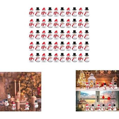 Christmas Decor: Mini Snowman Resin Figurines with Hats, Set of 50 Pieces
