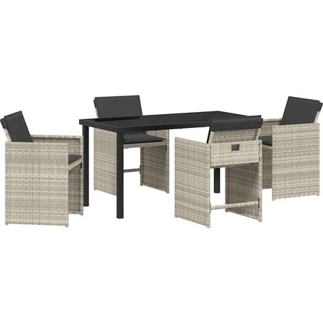 Ensemble de salle à manger pour jardin 5 pcs Mobilier de jardin Gris clair (1/5)