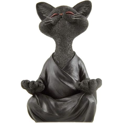 Statue Chat Bouddha Zen et Heureux en Meditation, idale pour dcoration intrieure et extrieure Maison et Jardin Magnifique Cadeau (1/5)