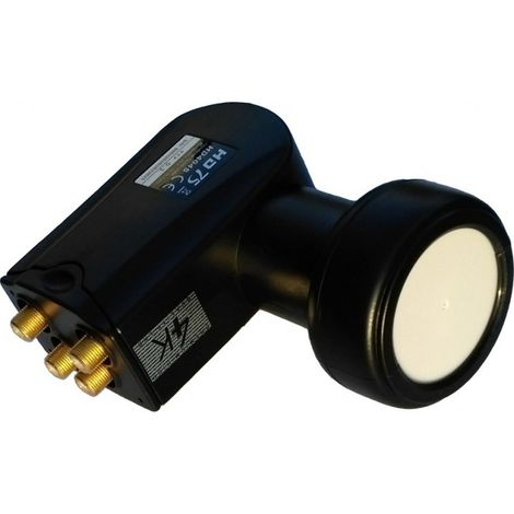 Tête LNB Quad 0,1dB Gold Edition – Compatible FULL HD 4K – Pour jusqu'à 4 récepteurs – Canal+, Astra, TNTSAT – Noir – Hdsat