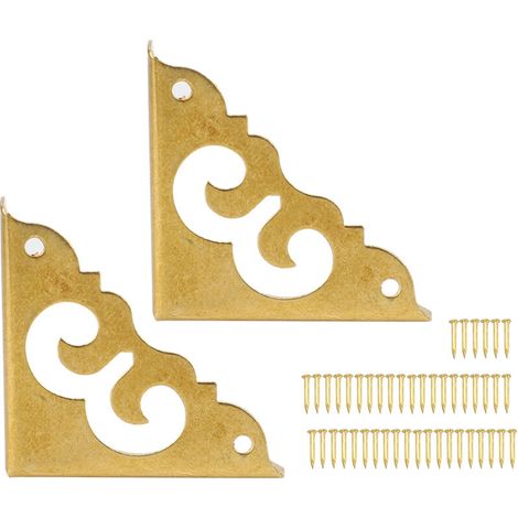 6 Pièces Couvre-Coins Décoratifs Rétro en Laiton pour Boîtes à Bijoux et Meubles (1/5)