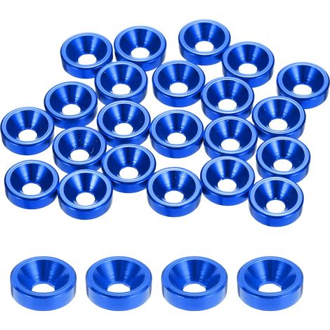 20 Pièces Rondelles à Tête Fraisée, Rondelles de Tasse M2 x 6 mm, Rondelle Fraisée, Rondelle Boulon En Aluminium Pour vis à tête, tige filetée, Accessoires Mécaniques, Bleu foncé (1/5)