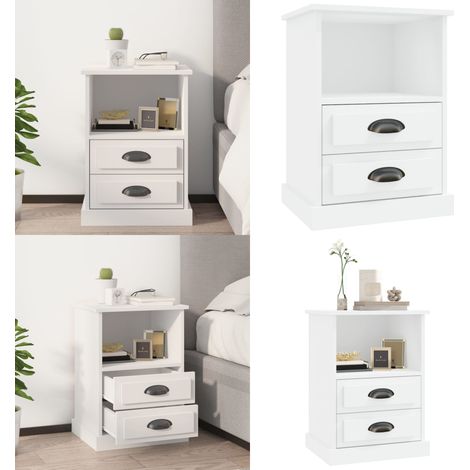 Table de chevet blanc 43x36x60 cm - Table De Chevet - Meuble De Chambre - Commode - Armoire D'appoint - Rangement Tiroir - Home & Living