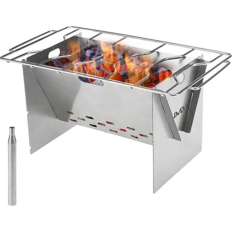 Réchaud à bois de camping multifonctionnel Lixada, portable et pliable en acier inoxydable, idéal pour la cuisine en randonnée et en pique-nique. (1/5)
