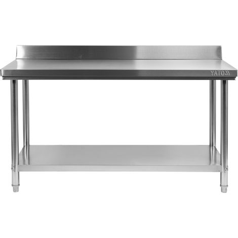 Edelstahl Arbeitstisch mit Regal 150x60x85+10 cm (1/3)