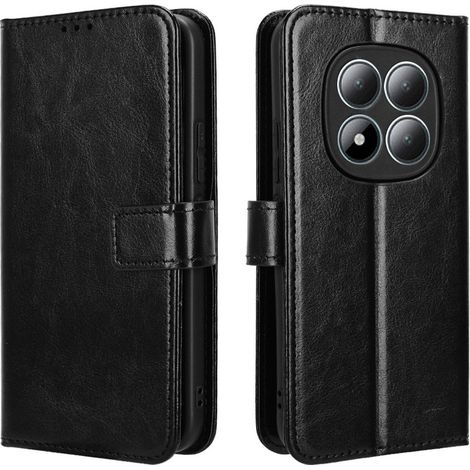 Funda tipo libro para Xiaomi Redmi Note 15 Pro 5G, Crazy Horse Wallet, negra (1/5)