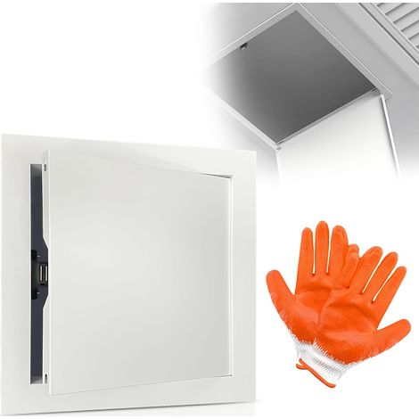 Porte d'inspection 20 x 20 cm en alliage d'aluminium, livrée avec des gants de gaze de coton semi-trempés, blanc (1/5)