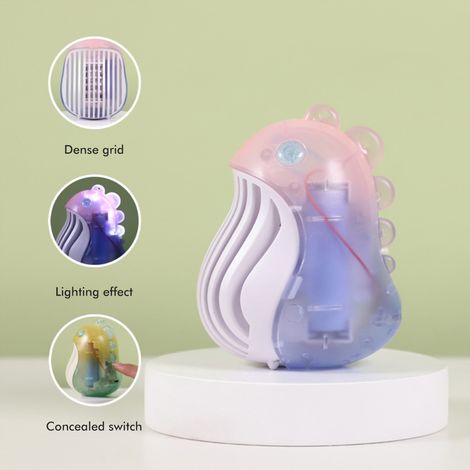 Mini ventilateur portable transparent et coloré avec dinosaure, ventilateur de poche multifonctionnel, petit ventilateur de bureau avec lumière (1/5)