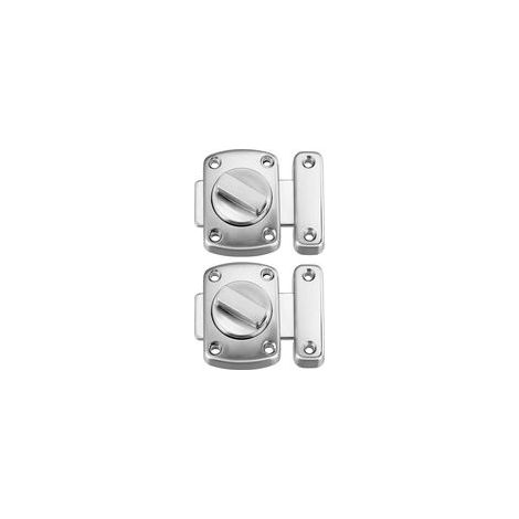 2pcs loquet verrou porte Coulissante acier inoxydable, Serrure de salle Verrous de sûreté à bouton Loquet Porte de bain Verrou Portail de fenêtre de cabinet verrous de sécurité loquet Argenté